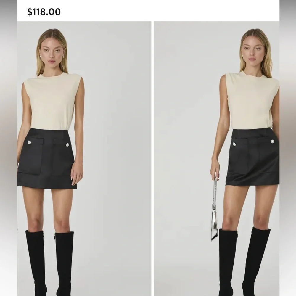 French Connection - Carey Embellished Satin Miniskirt Black NWT Size 12